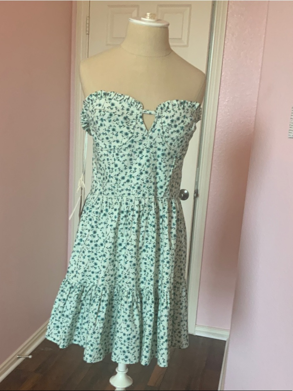 Forever  That Girl green floral strapless dress